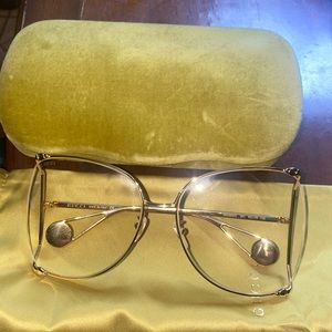 Gucci oversized round metal sun glasses